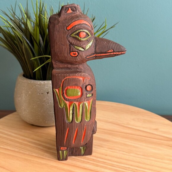 Vtg Alaskan Totem Pole Thunderbird Bird Pole by Kiana 1980's 8 3/4" Tall w/ Tags - Picture 6 of 16